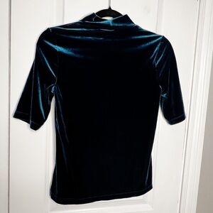 Banana Republic Blue Teal Green Velvet Mock Neck Top Size S